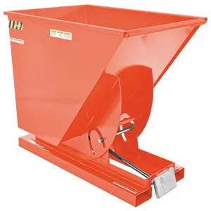 VESTIL D-100-HD-ORG-C Self Dumping Hopper, Heavy Duty, 1 cu. yd., 6000 Lb., Orange, Steel | AG7PVG