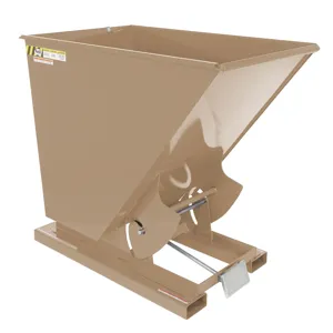 VESTIL D-150-HD-BRN-KT Self Dumping Hopper, Heavy Duty, 1.5 cu. yd., 6000 Lb., Khaki Tan, Steel | CE3BXE