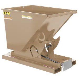 VESTIL D-50-HD-BRN-KT Self Dumping Hopper, Heavy Duty, 0.5 cu. yd., 6000 Lb., Khaki Tan, Steel | CE3CFE