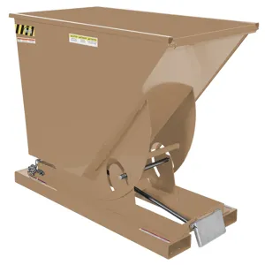 VESTIL D-75-HD-BRN-KT Self Dumping Hopper, Heavy Duty, 0.75 cu. yd., 6000 Lb., Khaki Tan, Steel | CE3CGM