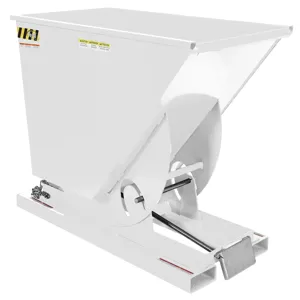 VESTIL D-75-LD-WHT Self Dumping Hopper, Light Duty, 0.75 cu. yd., 2000 Lb., White, Steel | AG7QFJ