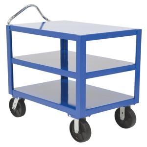 VESTIL DH-PH4-2460-3 Heavy Duty Ergonomic Handle Cart, 3 Shelf, 24 x 60 Inch Size | AG7QNK