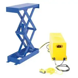 VESTIL EHLTSD-1228-05-35 Double Leg Shorty Scissor Lift Table, 12 Inch x 28 Inch Size, 500 Lb. Capacity, Blue | CE3DAH