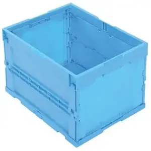 VESTIL F-CRATE Plastic Folding Container, 500 Lb. Capacity, Blue | AG8HNP