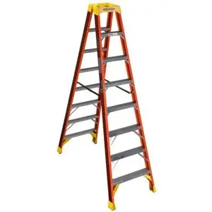 VESTIL FBTFL-8 Fiberglass Twin Front Ladder, 8 Step | AG7RVG