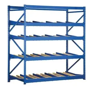 VESTIL FLOW-3-4 Gravity Flow Rack, 5000 Lb., 4 Shelves, 4 Roller Pairs, Steel | AB4DZU 1XEC8