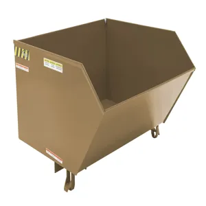 VESTIL H-100-HD-BRN-KT Self Dumping Hopper, Heavy Duty, Low Profile, 1 cu. yd., 6000 Lb., Khaki Tan, Steel | CE3DTV