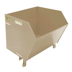 VESTIL H-100-HD-BRN-SB Self Dumping Hopper, Heavy Duty, Low Profile, 1 cu. yd., 6000 Lb., Sandy Biege, Steel | CE3DTW