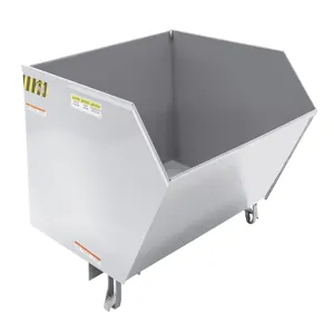 VESTIL H-100-HD-SL Self Dumping Hopper, Heavy Duty, 1 cu. yd., 6000 Lb., Silver Lining, Steel | CE3DTZ