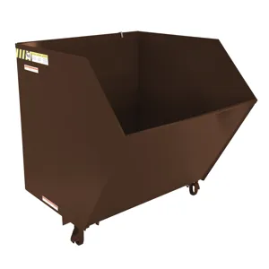 VESTIL H-150-HD-BRN-EB Self Dumping Hopper, Heavy Duty, 1.5 cu. yd., 6000 Lb., Earth Tone Brown, Steel | CE3DVB