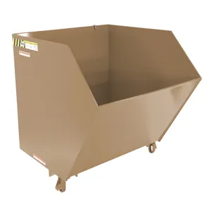 VESTIL H-150-HD-BRN-KT Self Dumping Hopper, Heavy Duty, Low Profile, 1.5 cu. yd., 6000 Lb., Khaki Tan, Steel | CE3DVC