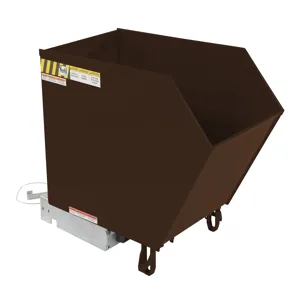 VESTIL H-50-HD-BRN-EB Self Dumping Hopper, Heavy Duty, 0.5 cu. yd., 6000 Lb., Earth Tone Brown, Steel | CE3DXT