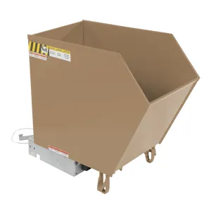 VESTIL H-50-HD-BRN-KT Self Dumping Hopper, Heavy Duty, Low Profile, 0.5 cu. yd., 6000 Lb., Khaki Tan, Steel | CE3DXU