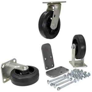 VESTIL H-CK3-MR6-2 Mold-On-Rubber Caster Kit, 6 x 2 Inch Size, 1800 Lb. Capacity | CE3DZD