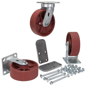 VESTIL H-CK3-SC6-2HD Ductile Steel Caster Kit, 6 x 2 Inch Size, 6000 Lb. Capacity | CE3DZG