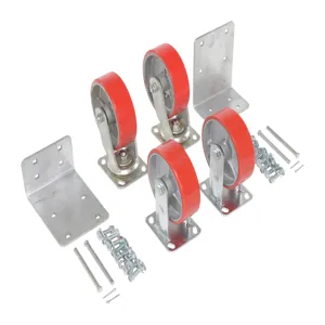 VESTIL H-CK4-PU6-2 Poly-On-Steel Caster Kit, 6 x 2 Inch Size, 4800 Lb. Capacity | CE3DZK