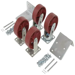 VESTIL H-CK4-SC6-2HD Ductile Steel Caster Kit, 6 x 2 Inch Size, 8000 Lb. Capacity | CE3DZM