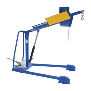 VESTIL HDC-305-60 Hydraulic Drum Carrier, Rotator and Boom, 800 Lb. Capacity, Blue / Yellow | AG7TVY