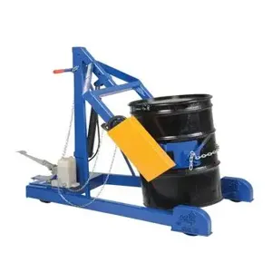 VESTIL HDC-305-84 Hydraulic Drum Carrier, Rotator and Boom, 800 Lb. Capacity, Blue / Yellow | AG7TWA