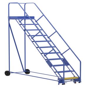 VESTIL LAD-11-21-P-EZ Warehouse Ladder, 50 Degree, Perforated, 11 Step, 21 Inch Size | AG7UUF