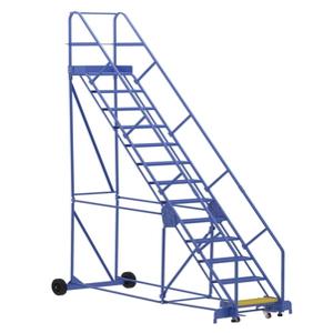 VESTIL LAD-13-14-P-EZ Rolling Warehouse Ladder, 50 Degree, Perforated, 13 Step, 14 Inch Size | AG7UUU