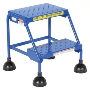 VESTIL LAD-2-B-P Commercial Spring Loaded Ladder, Perforated 2 Step, Blue, Steel | AG7UWH