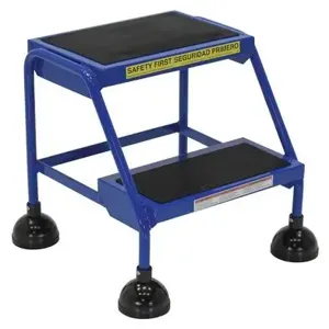 VESTIL LAD-2-B Commercial Spring Loaded Ladder, 2 Step, Blue, Steel | AG7UWG