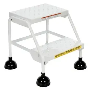 VESTIL LAD-2-W-P Commercial Spring Loaded Ladder, Perforated 2 Step, White, Steel | AG7UWK