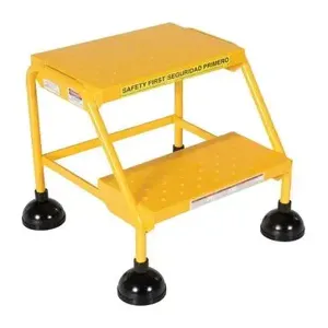 VESTIL LAD-2-Y-P Commercial Spring Loaded Ladder, Perforated 2 Step, Yellow, Steel | AG7UWM