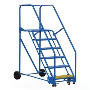 VESTIL LAD-6-21-G Rolling Warehouse Ladder, 58 Degree, Grip Strut, 6 Step, 21 Inch Size | AG7UXM