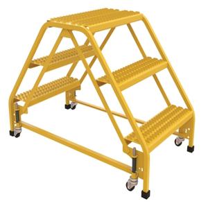 VESTIL LAD-DD-P-26-3-G Double Sided Portable Ladder, 3-Step, 26.0625 Inch Width, Grip Strut | AG7UZW