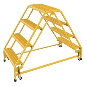 VESTIL LAD-DD-P-32-4-G Double Sided Portable Ladder, 4-Step, 32.75 Inch Width, Grip Strut | AG7VAE