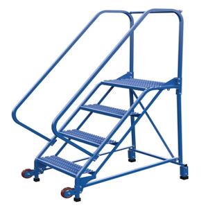 VESTIL LAD-TRN-50-4-G Tip-n-roll Ladder, Grip Struct, 4-Step, 50 Degree Angle | AG7VGL