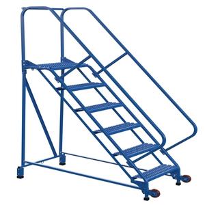 VESTIL LAD-TRN-50-6-G Tip-n-roll Ladder, Grip Struct, 6-Step, 50 Degree Angle | AG7VGQ