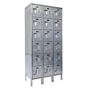 VESTIL LOCK-3618-SS63 Locker, Stainless Steel, 6 Tier, 3 Wide, 18 Inch x 36 Inch x 78 Inch Size | AG7VVZ