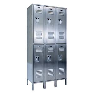VESTIL LOCK-3618-SSD3 Locker, Stainless Steel, 2 Tier, 3 Wide, 18 Inch x 36 Inch x 78 Inch Size | AG7VWA