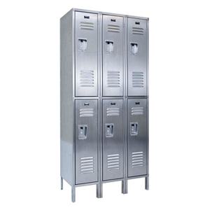 VESTIL LOCK-5418-SSD3 Locker, Stainless Steel, 2 Tier, 3 Wide, 18 Inch x 54 Inch x 78 Inch Size | AG7VWD