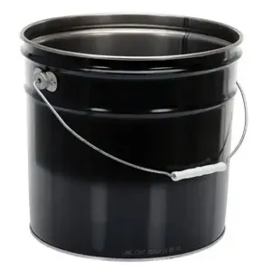 VESTIL PAIL-STL-RI Pail, Open Head, 11-7/8 x 11-7/8 x 13-3/8 Inch Size, 5 gal., Black, Steel | AB3JAC 1TMH6