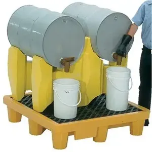 VESTIL PDR-2 Polyethylene 2 Drum Rack, 1500 Lb. Capacity, Yellow | AG7WWJ