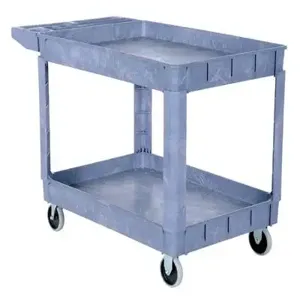 VESTIL PLSC-2-2436 Plastic Utility Cart, 2 Shelves, 24.5 x 36 Inch Size | AG7XFN