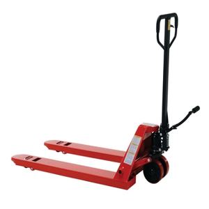 VESTIL PM5-2748-FP Wheel Nose Pallet Truck With Foot Pedal 27 Inch x 48 Inch Size, 5500 Lb. Capacity, Red | AG7XHJ
