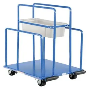 VESTIL PRCT Panel Cart, Glass Filled Nylon Caster, 32-1/8 x 26 x 40-3/8 Inch Size, Blue, Steel | AG7XNA