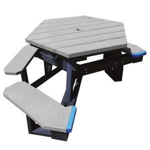 VESTIL PT-PHX-3944-BKGY-ADA Picknicktisch, sechseckig, graue Platte/Sitze, schwarze Beine | CE3EPW
