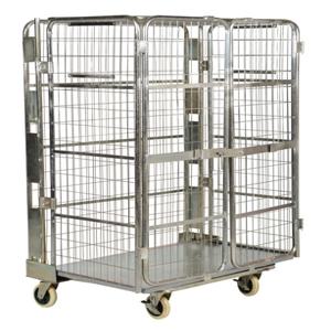 VESTIL ROL-185 Galvanised Nestable Roller Container, 43.5 Inch x 69 Inch Size | AG7XZX