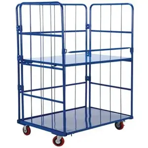 VESTIL ROL-3143-2 Blue Nestable Roller Container, 2 shelf | AG7XZZ