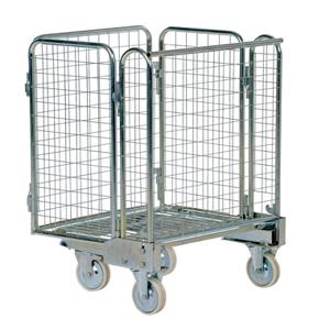 VESTIL ROL-55 Galvanised Nestable Roller Container, 26.3 Inch x 35.6 Inch Size | AG7YAA