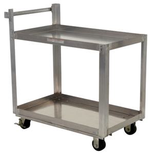VESTIL SCA2-2236 Aluminium Service Cart With Two Shelves, 660 Lb. Capacity, Silver | AG7YKH