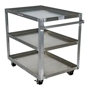 VESTIL SCA3-2840 Aluminium Service Cart With Three Shelves, 660 Lb. Capacity, Silver | AG7YKM