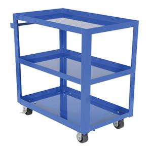 VESTIL SCS3-2236 Steel Service Cart Three Shelves, 1000 Lb. Capacity, Blue | AG7YMG