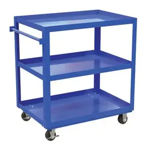 VESTIL SCS3-2840 Steel Service Cart Three Shelves, 1000 Lb. Capacity, Blue | AG7YMH